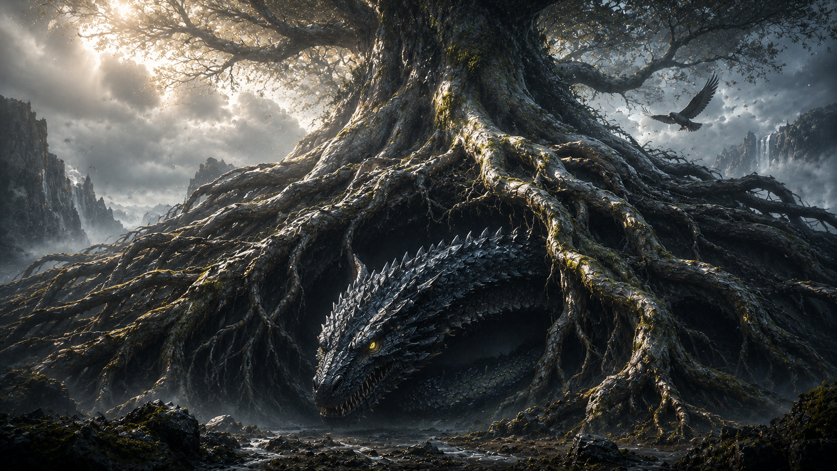 Lee más sobre el artículo Níðhöggr: la verdadera historia del dragón que devoraba las raíces de Yggdrasil