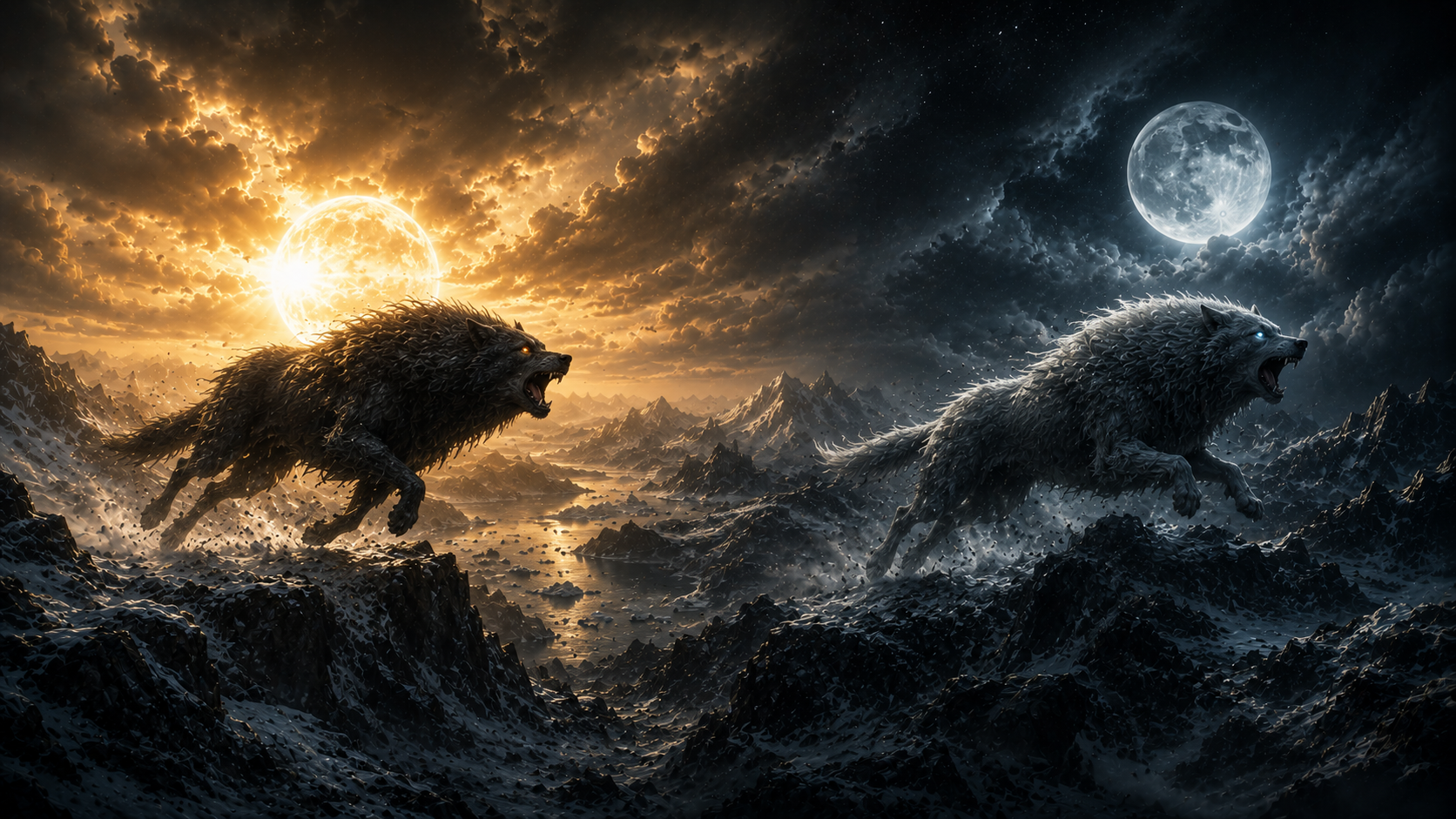 En este momento estás viendo Sköll y Hati: la verdadera historia de los lobos que perseguían el Sol y la Luna